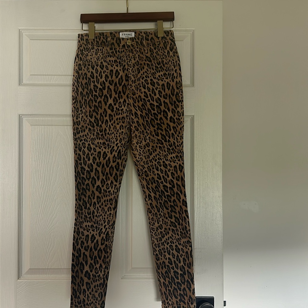 Frame ALI High rise Cigarette Leopard Print Camel